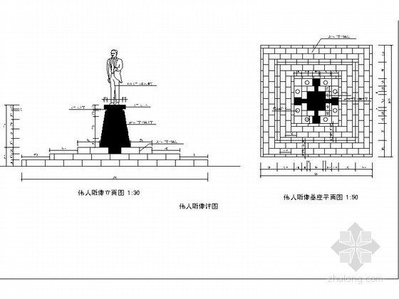 CAD少数民族人物资料下载-人物雕像设计施工详图
