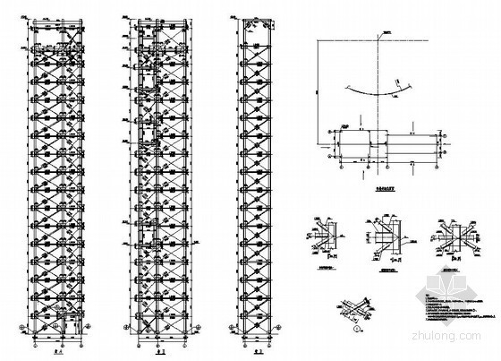室外增加钢结构电梯图纸资料下载-某全钢结构室外独立电梯井架及刚梯建筑结构图