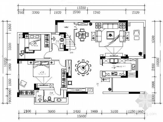 cad家装地面铺装图资料下载-[重庆]跃层简欧风格全套家装室内设计装修图