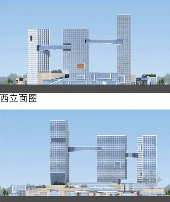 [四川]大型文化休闲商业中心建筑设计方案-大型文化休闲商业中心建筑设计立面图