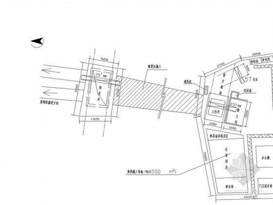 工地办公区布置图DWG资料下载-地铁站盾构始发井和工作井平面示意图DWG