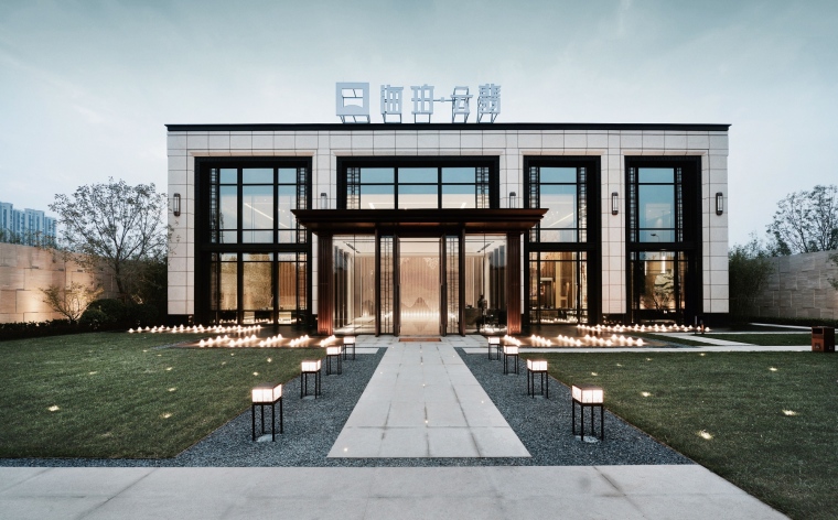 售楼处效果图中式资料下载-[北京]绿地海珀云翡新中式售楼处设计效果图