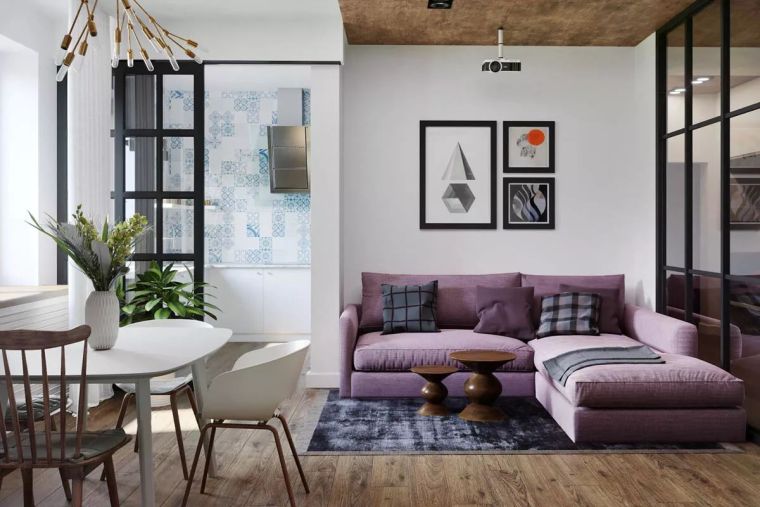 紫色沙发资料下载-俄罗斯现代公寓