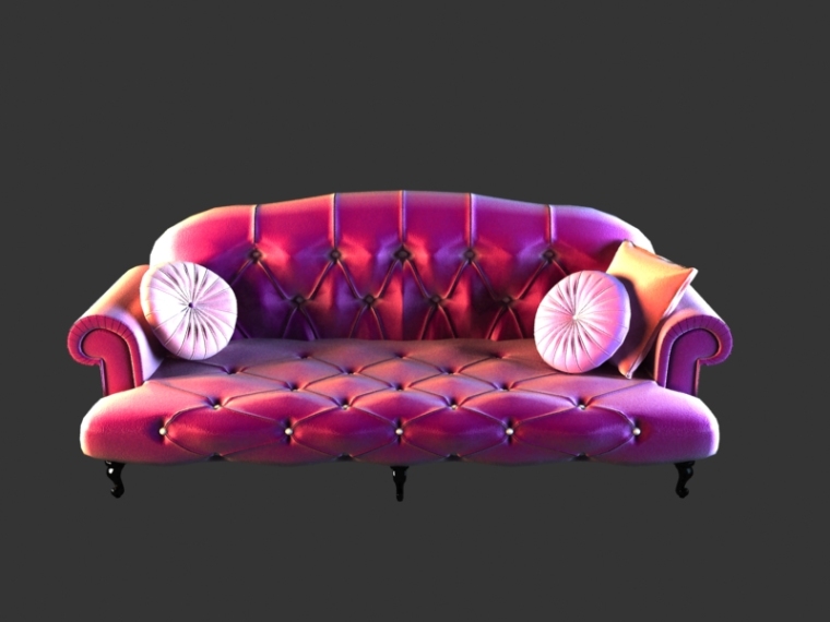 中式椅沙发组合3d模型资料下载-时尚欧式沙发3D模型下载