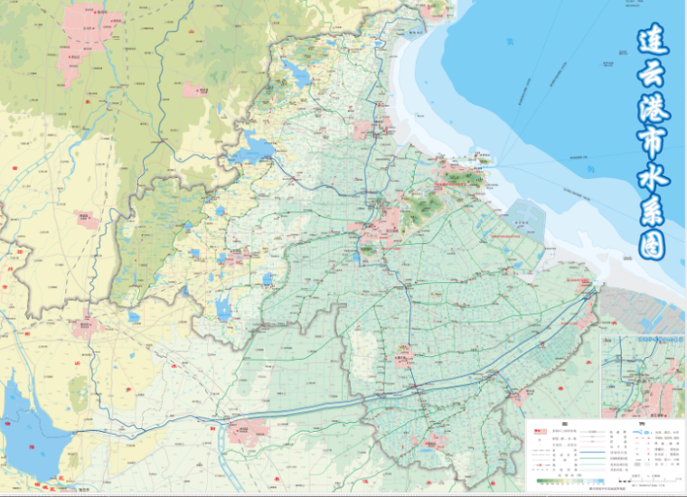 自然水系驳岸的处理资料下载-连云港市水系图
