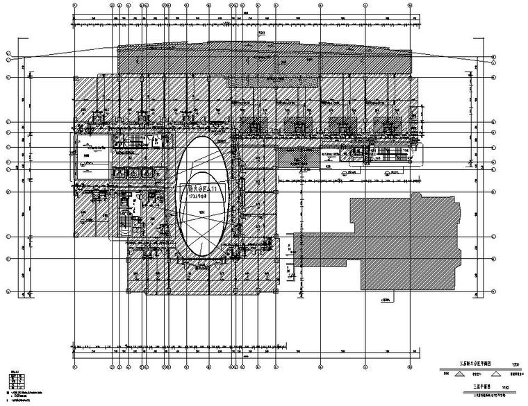 [上海]现代风格瑞金宾馆建筑施工图设计（CAD）-三层平面图