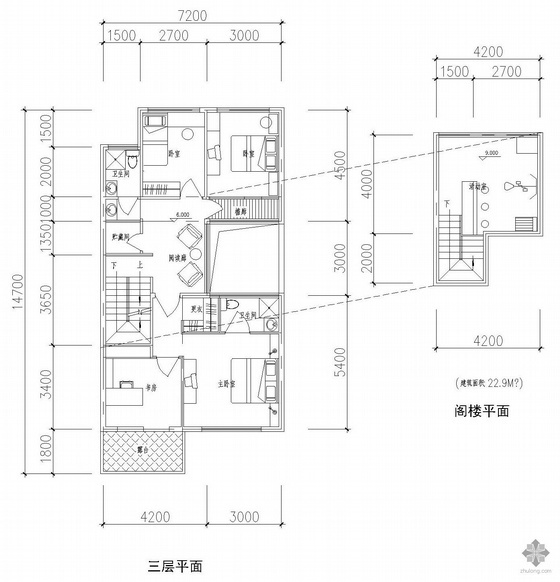 三层独栋别墅户型图(251)-3