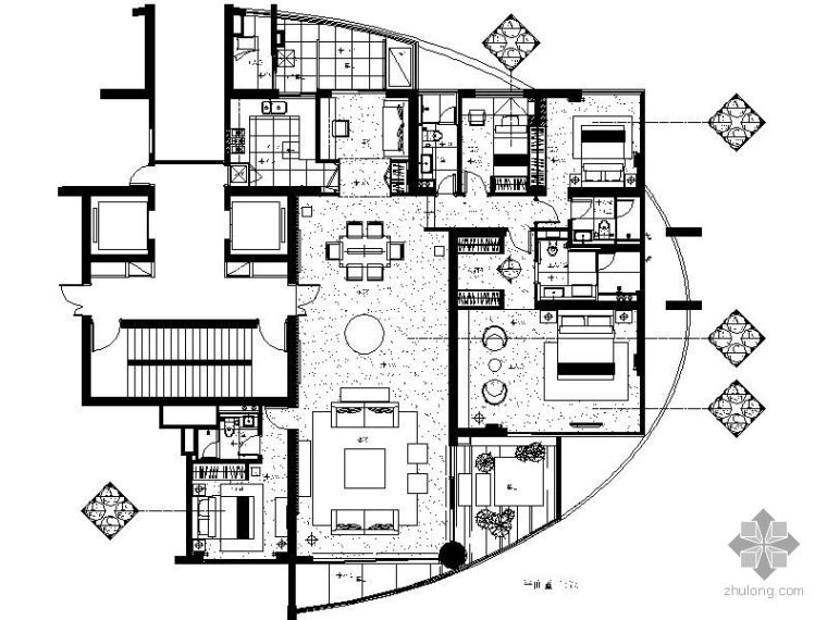 现代四室两厅实景图资料下载-现代经典样板房四室两厅施工图（含实景）