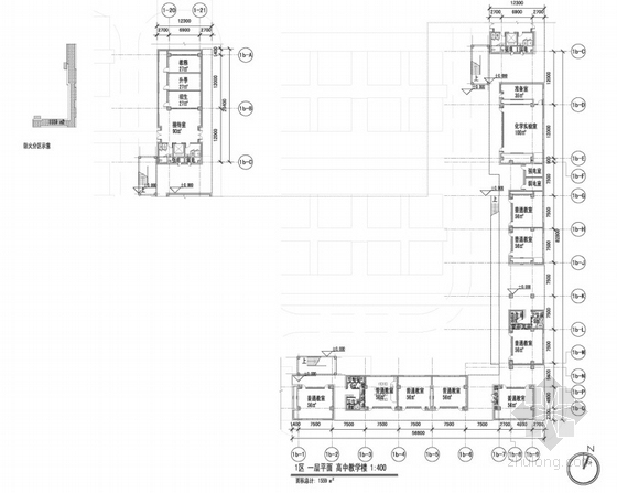 [上海]大型中学校区规划及单体设计方案文本-校区平面图