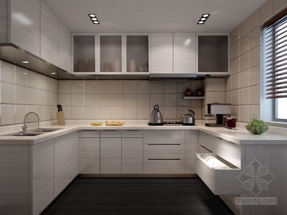整体厨房模型下载资料下载-白色整体厨房3d模型下载