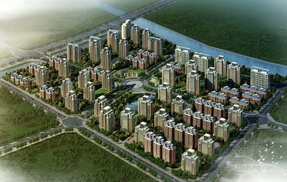 [北京]某住宅区规划及单体设计方案文本-鸟瞰图 