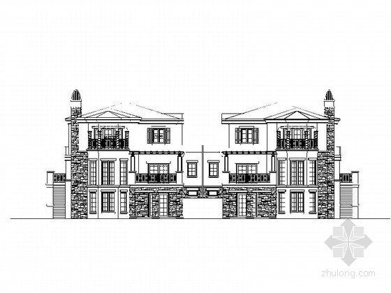 美式别墅建筑施工图CAD资料下载-[郑州]三层美式山地类独栋别墅建筑施工图