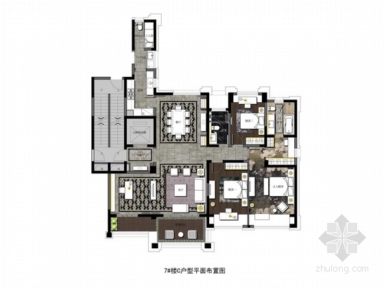 中西混搭风格资料下载-[无锡]中西混搭四居室内设计方案图