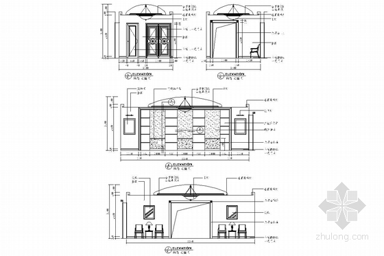 豪華歐式風格總統套房室內施工圖 前廳立面圖