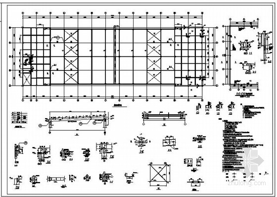 车间结构设计说明资料下载-武汉某钢框架车间结构设计图