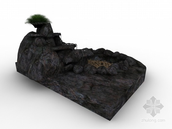 喷泉水帘3d模型下载资料下载-假山3d模型下载
