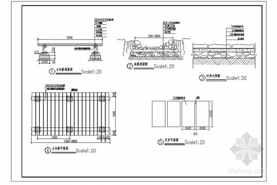 CAD木桥资料下载-木桥汀步节点详图
