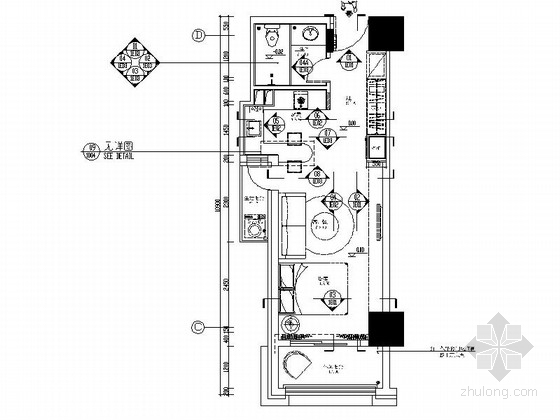 西宁餐厅装修资料下载-[西宁]40平现代简约一居室样板间装修施工图（含水电）