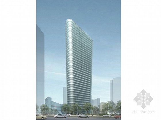 上海建筑说明cad资料下载-[上海]166米玻璃幕墙知名企业大厦建筑设计方案文本（含CAD 总平设计优秀）