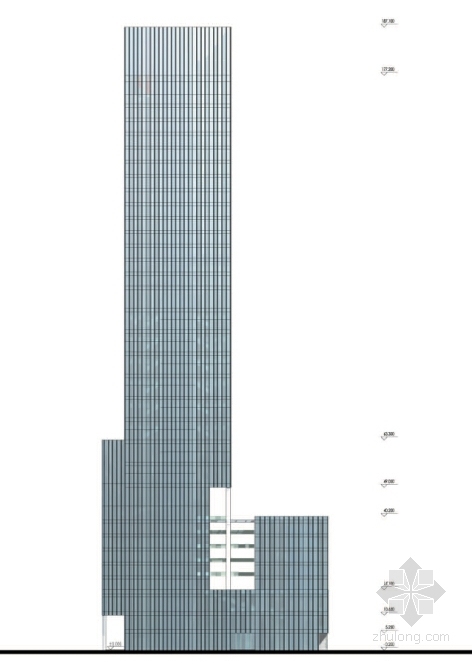[深圳]现代风格超高层玻璃幕墙办公楼设计方案文本-现代风格超高层玻璃幕墙办公楼设计立面图