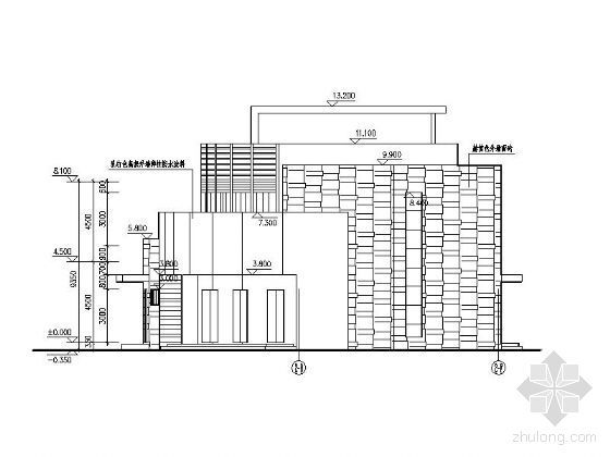 [温州]某拆迁安置项目二层配套中心建筑施工图-侧立面