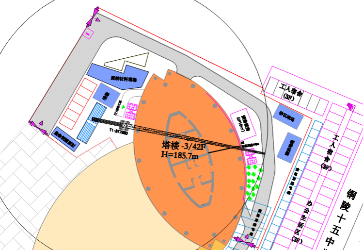 [铜陵]商业广场屋顶钢构架施工方案（61页）-42 1#-3#库房钢结构施工平面图