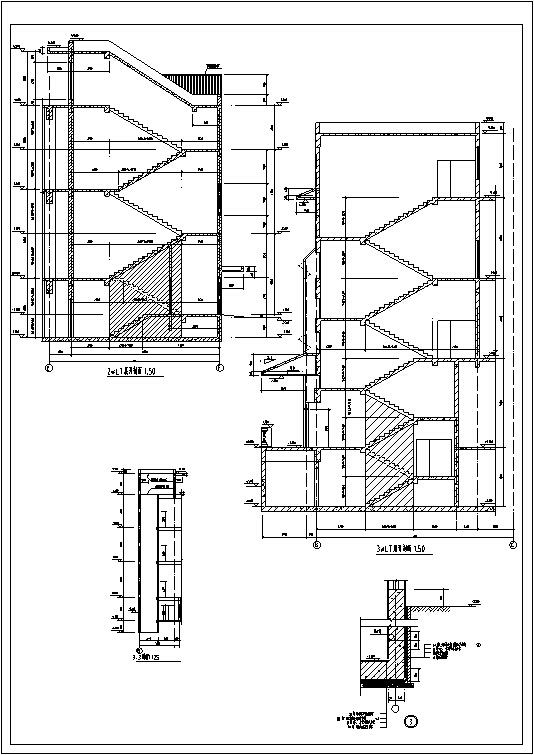 利安达多层办公综合楼施工图CAD-利安达多层综合办公楼建筑设计楼梯大样图