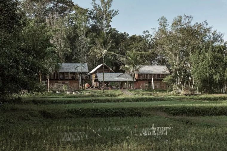 AHSA农场民宿资料下载-稻田里的农场民宿：旧原木＋传统工艺，打造最有质感的生态民宿
