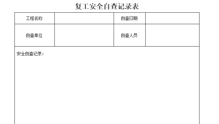 复工安全自查记录表资料下载-节后复工安全自查方案