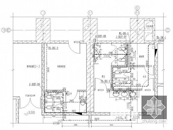 [北方]200米以上大型城市综合体给排水施工图（超五星酒店 5A智能办公楼）-卫生间详图