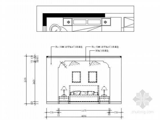 [江苏]128平美式简约风格三居室雅居CAD装修施工图（含效果）主卧立面图