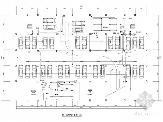 [湖南]小学强弱电施工图纸（新火规）-地下室照明平面图 