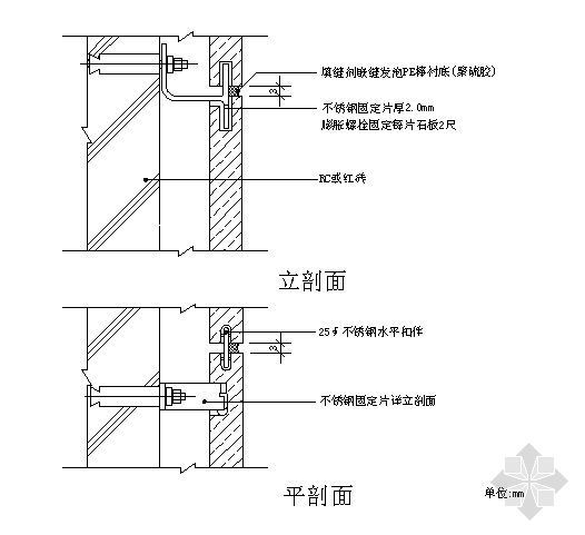 室内石材墙面大样图资料下载-内墙乾式石材墙面大样图