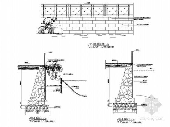 [浙江]花园居住区景观工程全套施工图（北区）-驳岸做法详图