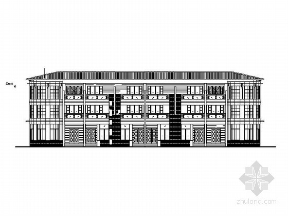 欧式联排别墅建筑施工图资料下载-[莆田]湄洲岛鹅尾山某三层六联排别墅（F型）建筑施工图