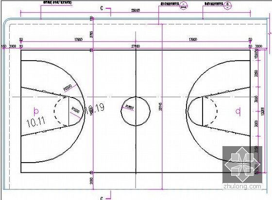 [山东]2014年小学操场改造工程预算书(附施工图纸)-篮球场地平面图