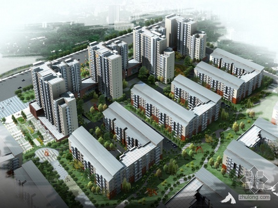 多层建筑现代风效果图资料下载-[北京门头沟]某滨河区二期住宅小区建筑群（4栋）建筑设计套图（含CAD施工图,效果图及PPT讲义）