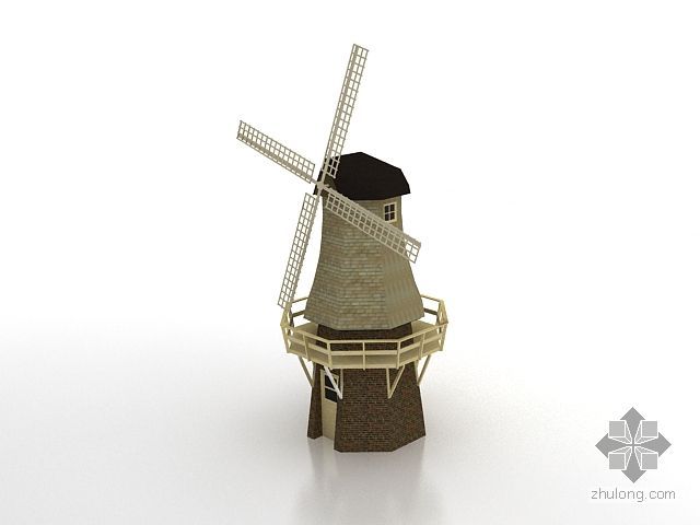 荷兰风车su模型资料下载-经典风车小楼、小屋01