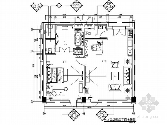 宾馆套房装修资料下载-[东莞]豪华五星级酒店高档高级套房CAD装修施工图（含效果）