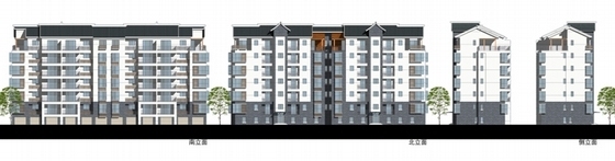 [陕西]新中式古典住宅区规划设计方案文本-新中式古典住宅区规划设计立面图