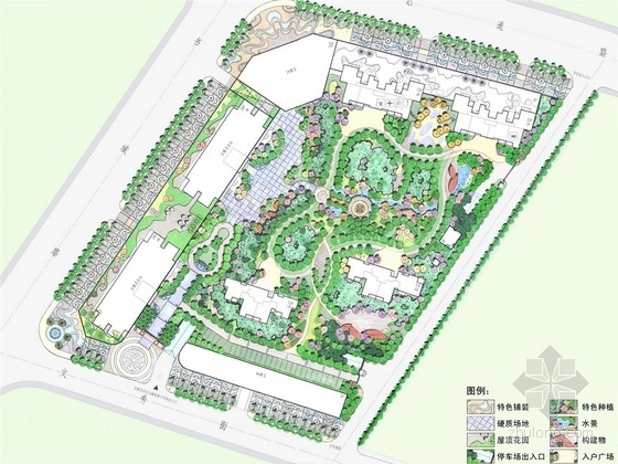 园林景观ps平面总图资料下载-[武汉]ART-DECO风格简洁大气高档居住小区景观设计方案