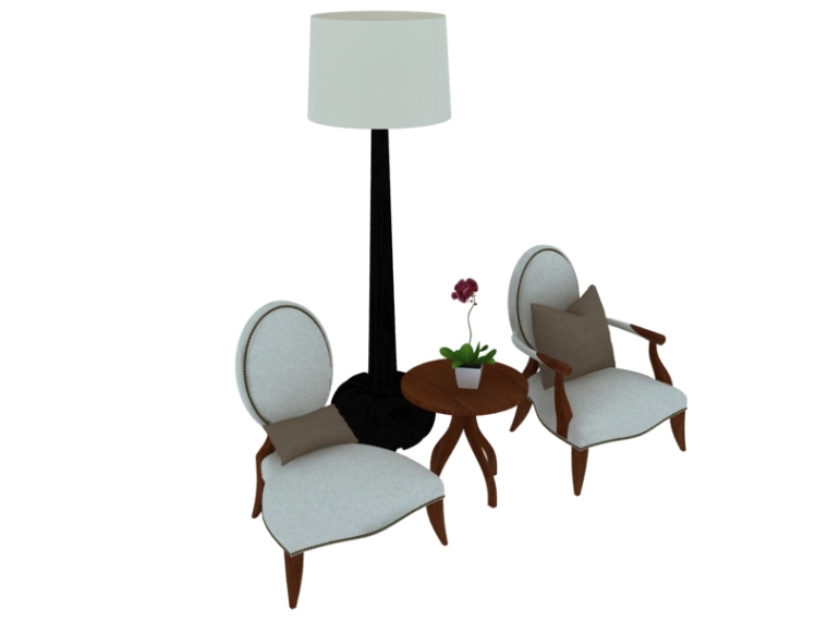 su模型休闲沙发资料下载-欧式休闲沙发椅3D模型下载