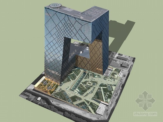 央视大楼幕墙安装资料下载-央视大楼SketchUp模型下载