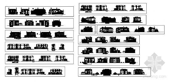 建筑cad外立面资料下载-十三款俄式别墅外立面建筑方案图