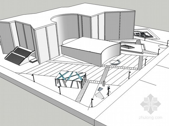 50平方米图书馆设计资料下载-图书馆设计SketchUp模型