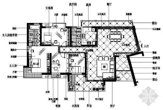 古埃及装饰风格资料下载-欧式风格装饰四室两厅装修图