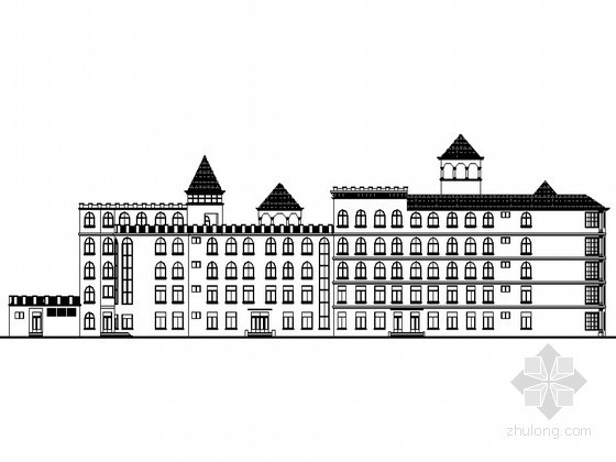 城堡建筑施工图CAD资料下载-[陕西]某六层城堡幼儿园建筑施工图