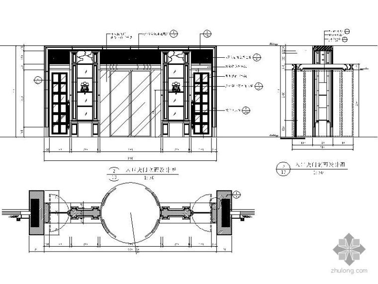 感应玻璃门设计图资料下载-大堂弧形玻璃门详图