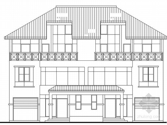 CAD三层中式双拼别墅资料下载-[广州]某花园三层双拼别墅建筑扩初图