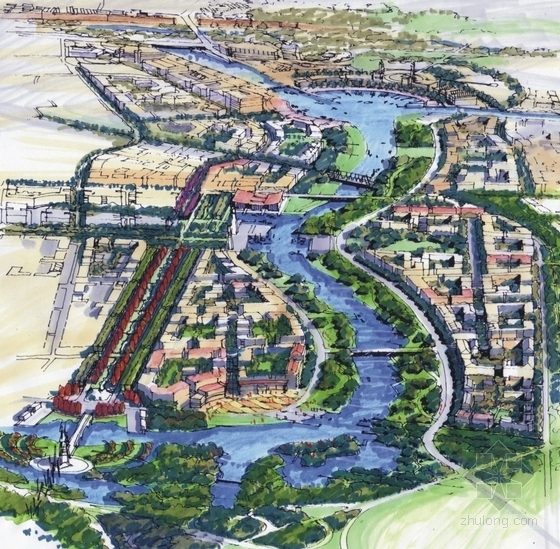 [南京]特色城市河道景观设计方案-生态河区效果图